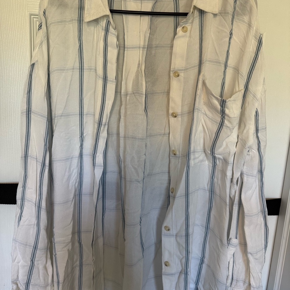 BDG White and Blue Lightweight Shirt